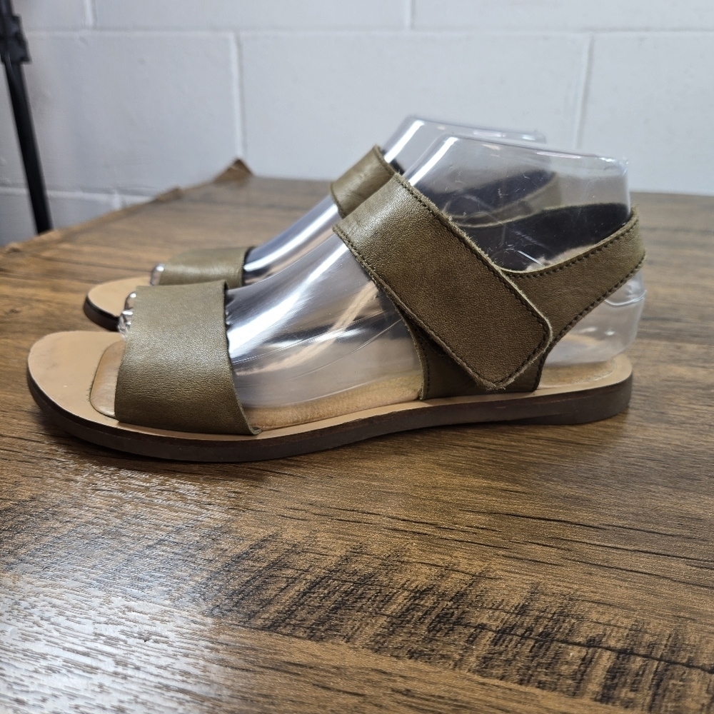 El Naturalista Khaki Green Leather Open Toe Ankle Strap Sandals - Picture 10 of 14